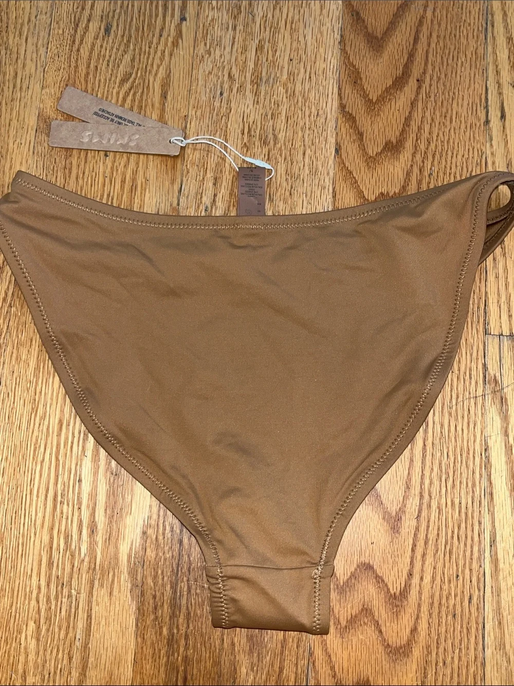 SKIMS Signature Recycled Medium Coverage Swim Bottom in Almond